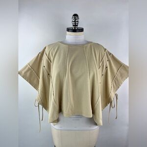 💚 3501. Studded Terrycloth Poncho Style Western Top